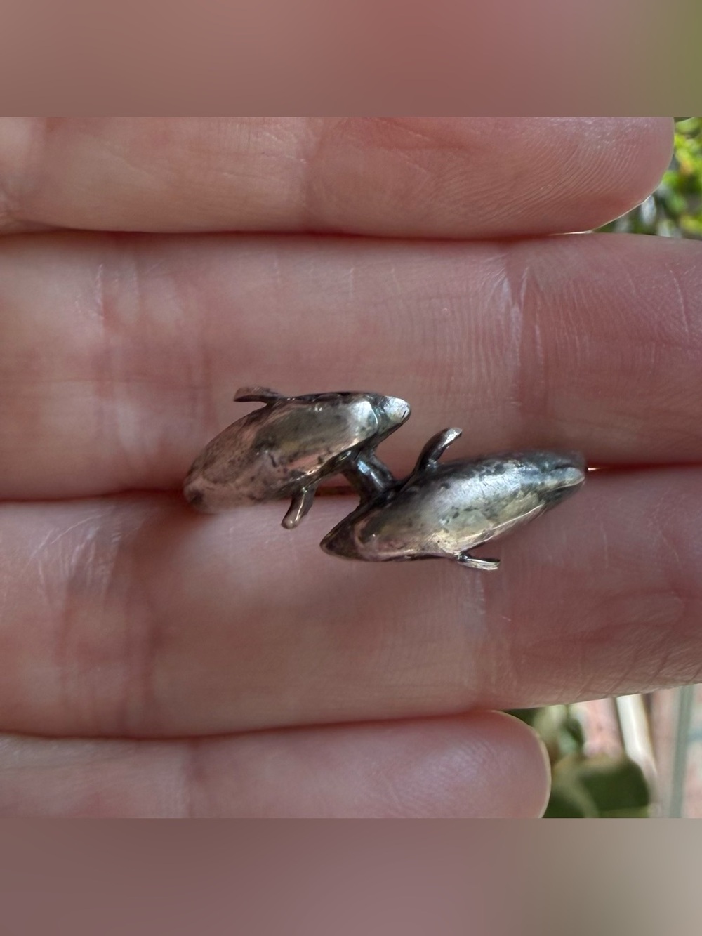 Vintage sterling silver dolphin ring